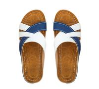 YANFJHV Sandalias con correa cruzada y tacón de cuña Slip-On Sandalias de cuña Peeptoe Sandalias de Plataforma Planas Suelas Suave Sandalias Transpirables Sandalias de Playa Antideslizantes Sandalias