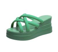 YANFJHV Sandalias de muffin para mujer, sandalias de cuña con plataforma abierta, pantuflas con cuña, sandalias huecas con correa cruzada y suela suave, sandalias de verano transpirables para mujer