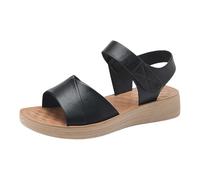 YANFJHV Sandalias de verano para mujer, sandalias de piel Peeptoe, sandalias deportivas con correa en el tobillo, planas y ligeras, sandalias de cuña, antideslizantes, cómodas sandalias de playa con