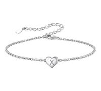 YANFJHV Silvora Initial Heart Bracelet Charms Bracelets 925 Sterling Chain Bracelets for Women Teen Girls Letter Z Lederarmband Magnetverschluss, talla única, Cobre, Sin gemas