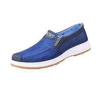 YANFJHV Zapatillas de correr para hombre, color azul, sin cordones, de un solo color, deportivos, de negocios, ligeras, informales, de verano, para pies anchos, suela suave, zapatos para hombre, azul