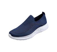 YANFJHV Zapatillas de correr para hombre, color blanco, sin cordones, zapatillas de deporte de malla, transpirables, zapatos casuales, ortopédicos, ligeros, zapatos de salud, suela suave, zapatos para