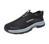YANFJHV Zapatillas de deporte para hombre, color negro, de malla, ligeras, transpirables, informales, suelas suaves, para caminar, flexibles, para pies anchos, Negro , 44 EU
