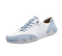 YANFJHV Zapatillas deportivas para hombre, color blanco, con cordones, de piel, para correr, para caminar, tallas grandes, antideslizantes, para parejas, cómodas, de piel, azul claro, 37 EU