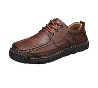 YANFJHV Zapatos de cuero para hombre con cordones beige zapatos casuales impermeables zapatillas deportivas minimalistas suela suave zapatos de trabajo de un solo color zapatos de jogging