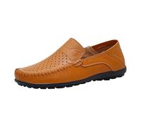 YANFJHV Zapatos de cuero para hombre, deportivos, sin cordones, zapatos de barco, mocasines extraanchos, suela suave, zapatos de conducción, monocolor, zapatos para correr, tallas grandes, zapatos