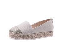 YANFJHV Zapatos de plataforma para mujer, elegantes, planos, informales, antideslizantes, para caminar, ligeros, transpirables, para interiores, cómodos, de trabajo, beige, 38 EU