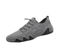 YANFJHV Zapatos descalzos para hombre 44, transpirables, zapatos deportivos ajustables, sin cordones, de malla, resistentes al desgaste, para pies anchos, zapatos deportivos, gris, 44 EU
