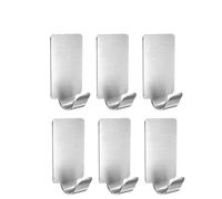 YANG11FAN Ahorro de espacio Ganchos adhesivos pequeños de acero inoxidable for colgar en las paredes, abrigo, toalla, llaves, bolsas, cocina y hogar, 6 uds