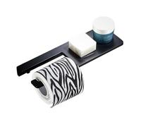 YANG11FAN Convenience - Soporte para papel higiénico con estante, tornillos de aluminio grueso para montaje en pared, rollo de pañuelos, color negro
