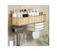 YANG11FAN Conveniencia Estante de almacenamiento for secador pelo, lavabo baño sin perforaciones(Gold)