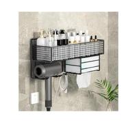 YANG11FAN Conveniencia Estante de almacenamiento for secador pelo, lavabo baño sin perforaciones(Negro)
