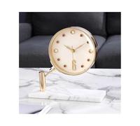 YANG11FAN Dormitorio Reloj de Escritorio Lujo, silencioso, Moderno, Metal, for Sala Estar, Accesorios decoración, electrónica for el hogar(Blanco)