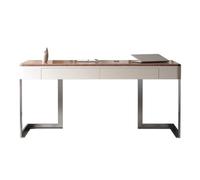 YANG11FAN Estación de Trabajo PC Escritorio de Madera Maciza Color Nogal marrón, Mesa Moderna for PC de Oficina en casa for Espacio de Trabajo o Estudio con 2 cajones(S)