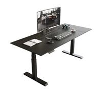 YANG11FAN Estación de Trabajo PC Escritorio eléctrico de pie con Superficie de Cuero, Altura Ajustable for Trabajar de pie o Sentado, 3 ajustes de Memoria, Tomas de Corriente, Color Negro(S)