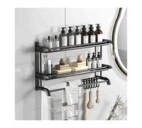 YANG11FAN Estante de almacenamiento de conveniencia, mesa de lavado de inodoro, doble metal, simple encimera de cocina con gancho y pared de toalla (80)