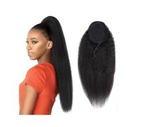 YANG11FAN Extensión de Cola de Caballo con cordón, 14-26 Pulgadas, Clip en Cabello Remy brasileño, Cola de Caballo rizada y Recta, Color Natural(14inches)