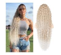 YANG11FAN Extensión de Cola de Caballo sintética de 36 Pulgadas con cordón, Ligera, Ondulada, Natural, postiza, de Varias Capas(15T60)