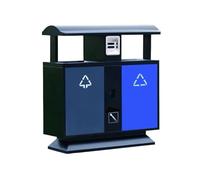 YANG11FAN Residuos y reciclaje Contenedor de basura metálico comercial for exteriores con doble caja for áreas públicas Patio