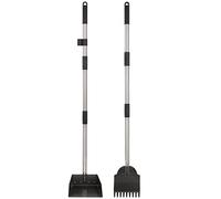 Yangbaga Rastrillo de metal para excrementos de perro con longitud ajustable 84/98 cm, mango largo, recogedor grande (N2 unidades)