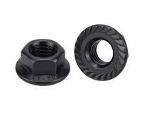 YANGC 1/20 piezas DIN6923 M2.5 M3 M4 M5 M6 M8 M10 M12 M14 M16 Tuerca de brida dentada con cabeza hexagonal de acero inoxidable 304 chapada en negro(1pc M16)