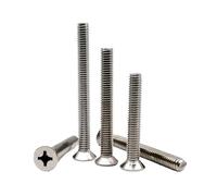 YANGC Alargado M2 M2.5 M3 M3.5 M4 M5 M6 M8 3-100 mm Tornillo de cabeza avellanada plana cruzada A2-70 Acero inoxidable 304(60mm,50pcs M3)