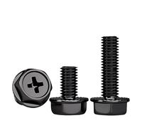 YANGC M3 M4 M5 M6 M8 Pernos de brida de acero inoxidable 304 negros Perno de tornillos hexagonales hexagonales externos(12mm,M4-50pcs)