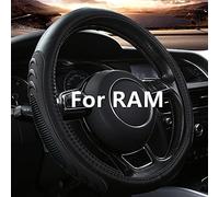 Yangday Funda de Cuero para Volante para Dodge Ram 1500 2500 3500, 15.5-16 Pulgadas con partículas de Masaje Antideslizantes (Negro)