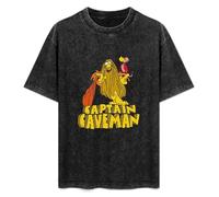 YANGDUJUN Captain Caveman Animated 80S TV Show Mens T-Shirt Casual Cotton Unisex Black Tees Tops M
