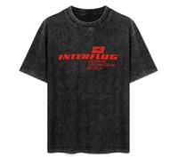 YANGDUJUN Interflug DDR National Airline East Germany Retro Hipster Mens T-Shirt Casual Cotton Unisex Black Tees Tops L