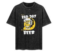 YANGDUJUN It's A Bad Day To Be A Beer Funny Beer Alcohol Drinking Mens T-Shirt Casual Cotton Unisex Black Tees Tops XL