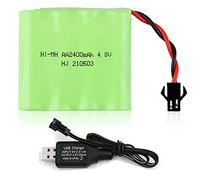 Yangers 4.8V 2400mAh 4S NIMH AA Batería Recargable SM 2P Conector de enchufe con cargador USB SM2P Juego de cables de 2 pines para baterías RC Remoto Coche Camión Jumper Crawler Boat Excavadora