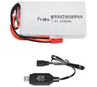 Yangers Batería de repuesto recargable de 7,4 V 2200 mAh JST JR con cargador USB para transmisor FrSky Taranis Q X7 Spektrum DX8 DX6 DX6E