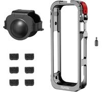 Yangers Rabbit Cage - Funda protectora de metal para cámara de acción Insta360 X5 con tapa de lente, bloqueo de liberación rápida, varios soportes de expansión y micrófono con cancelación de ruido