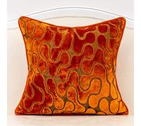 Yangest Funda de Almohada Cuadrada geométrica de Terciopelo Naranja Quemado, Funda de cojín Moderna con Cremallera para sofá, Dormitorio, Sala de Estar, Silla, 18 x 18 Pulgadas