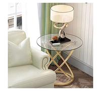 YANGJINGOZ-2025 Mesa Centro salón Mesa Auxiliar Redonda, Mesa de Vidrio con Estructura Metal, Centro pequeña Estilo Moderno for Espacios pequeños, Sala Estar, balcón, Dormitorio(Gold)