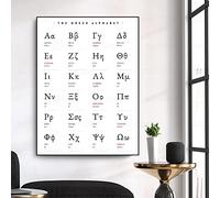 Yangld Alfabeto griego Impresiones Letras griegas Matemáticas Arte Lienzo Pintura Cuadro de pared Matemáticas Póster educativo Decoración de aula 19.6 "x 29.5" (50x75cm) Sin marco