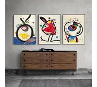 Yangld Joan Miro Estilo abstracto clásico lienzo impresión pintura cartel cuadros de pared arte moderno sala de estar decoración del hogar 19.6 "x 27.5" (50x70 cm) x3 sin marco
