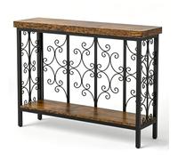 YANGLLYJ 2 Niveles Industrial Recibidor, Consola Madera con Marco Metálico y Estantes para Pasillo, Sala(120x30x80cm/47x12x32in)
