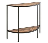 YANGLLYJ 2 Niveles Mesa Consola Media Luna, Recibidores Industrial con Estantes de Madera y Marco Metálico para Pasillo y Sala(100x30x80cm/39x12x32in)