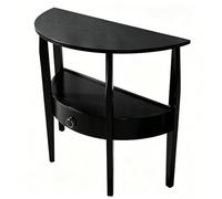 YANGLLYJ Media Luna Consola Madera, Recibidor Entrada Estrecho con Cajón y Estante Inferior para Pasillo y Sala(Black,66x34x81cm/26x13x32in)
