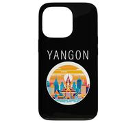Yangon Myanmar paisaje Art Deco Carcasa para iPhone 13 Pro