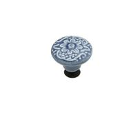 Yangshe 10 pomos de cerámica vintage de un solo agujero, superficie de flores, tiradores para cajones de muebles de cocina (gris)