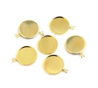Yangshe Bandejas colgantes de bisel, 50 unidades, 10-20 mm, de cobre, redondas, para manualidades, joyas, collares, accesorios, 10mm, Acetato, No es una piedra preciosa