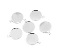 Yangshe Bandejas colgantes de bisel, 50 unidades, 10-20 mm, de cobre, redondas, para manualidades, joyas, collares, accesorios, 12mm, Acetato, No es una piedra preciosa