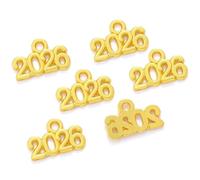 Yangshe Dijes 2026 100 piezas de aleación de metal colorido número clásico 2026 año encantos para recuerdos, accesorios de joyería hechos a mano, 9 x 14 mm para manualidades y fabricación de joyas