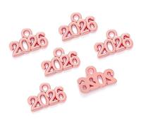 Yangshe Dijes 2026 100 piezas de aleación de metal colorido número clásico 2026 año encantos para recuerdos, accesorios de joyería hechos a mano, 9 x 14 mm para manualidades y fabricación de joyas