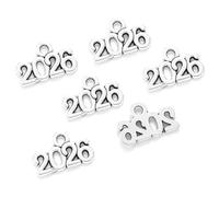 Yangshe Dijes 2026 100 piezas de aleación de metal colorido número clásico 2026 año encantos para recuerdos, accesorios de joyería hechos a mano, 9 x 14 mm para manualidades y fabricación de joyas