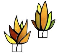 YANGSHINE Juego de 2 piezas de vitrales para plantas suculentas, decoración de cristal de cactus, atrapasueños de cactus para escritorio, encimeras, alféizar de ventana, decoración de Navidad, amantes