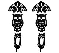 YANGSHINE Juego de 6 marcadores de libros de animales surtidos, huecos, negro, gato, búho, polilla, acrílico, para estudiantes, profesores, amantes de los libros (polilla de búho y gato)